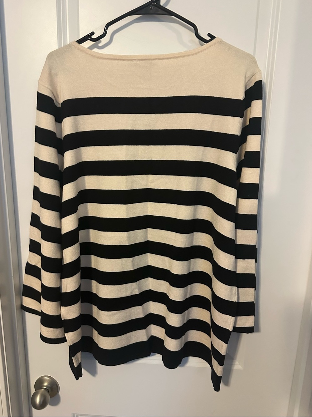 Chico's Black & Cream Striped Long-Sleeve Top with Red Heart - Picture 3 of 7